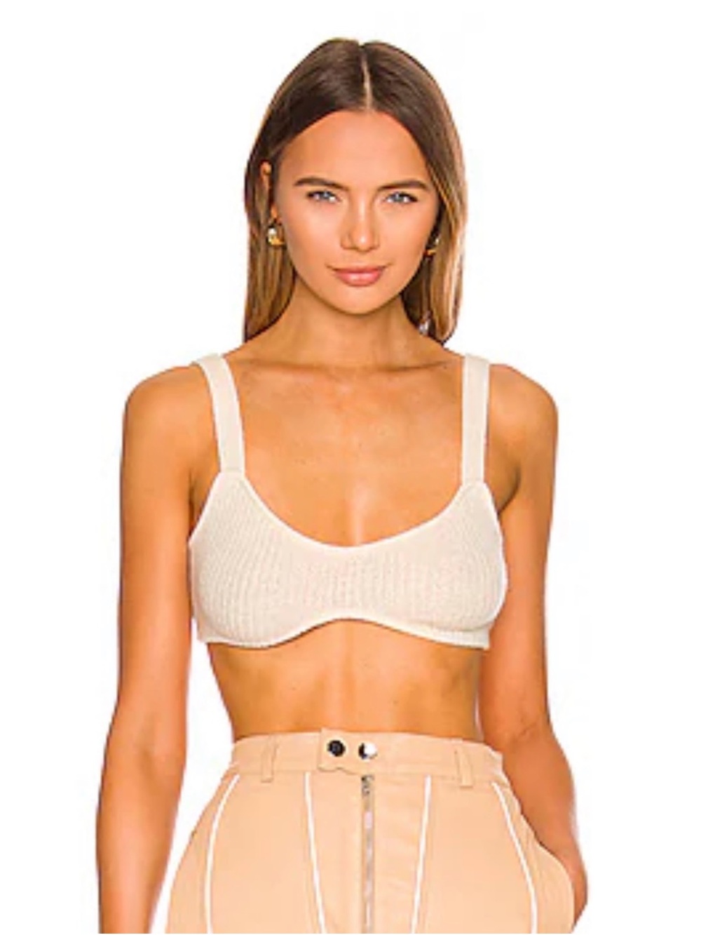 Camila Coelho Cream Knit Bralette Top